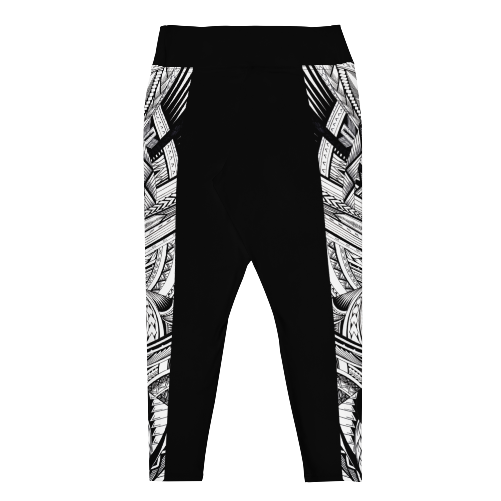 Samoa Black White Tatau Plus Size Leggings