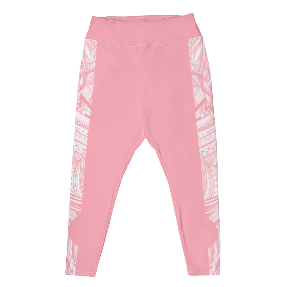 Samoan Tatau Pink Strip Plus Size Leggings