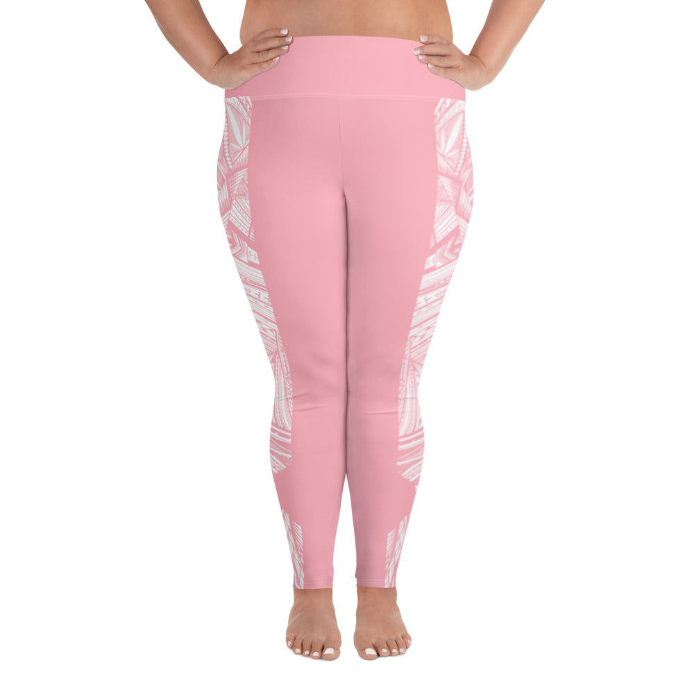 Samoan Tatau Pink Strip Plus Size Leggings