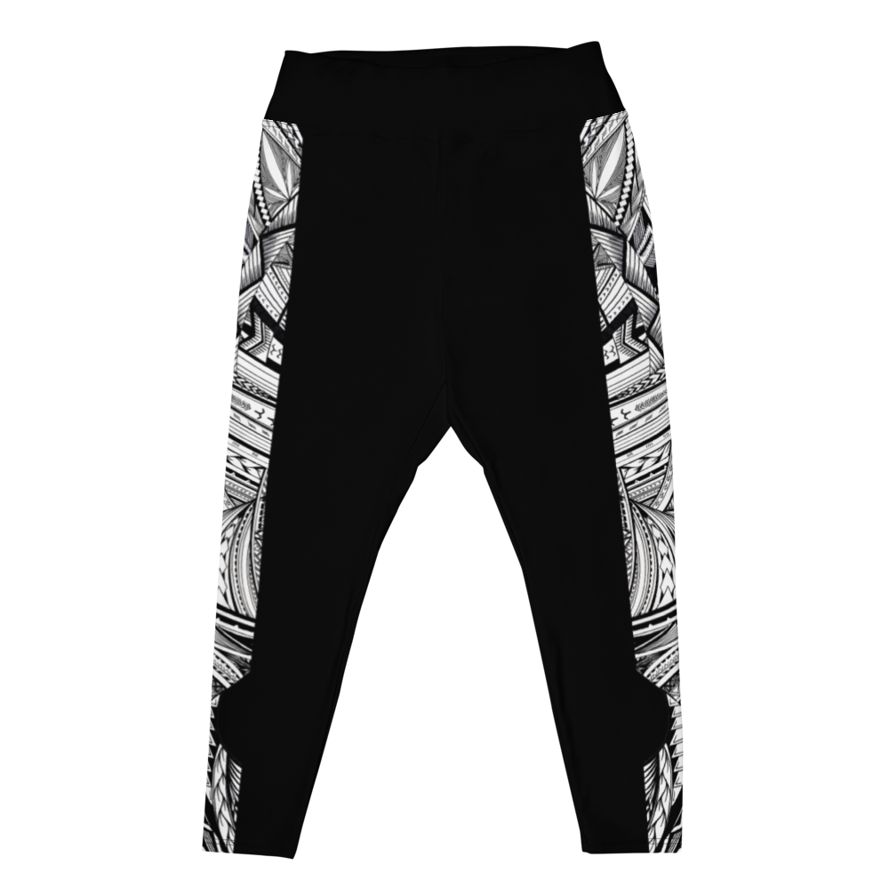 Samoa Black White Tatau Plus Size Leggings