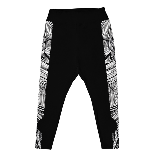 Samoa Black White Tatau Plus Size Leggings