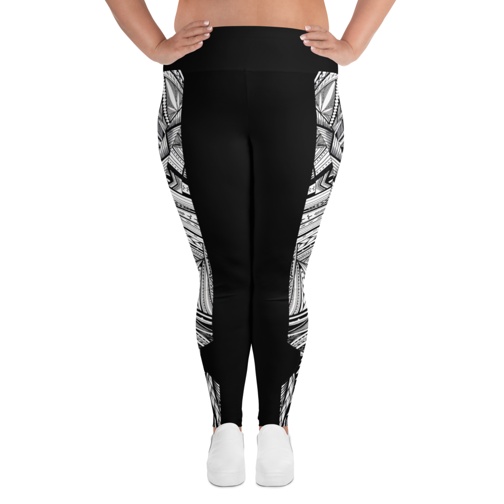 Samoa Black White Tatau Plus Size Leggings