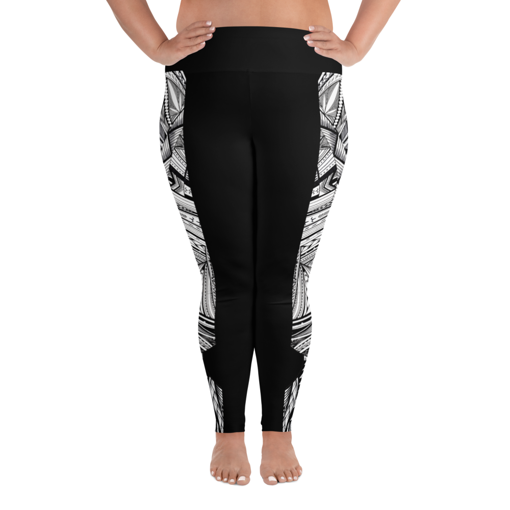 Samoa Black White Tatau Plus Size Leggings