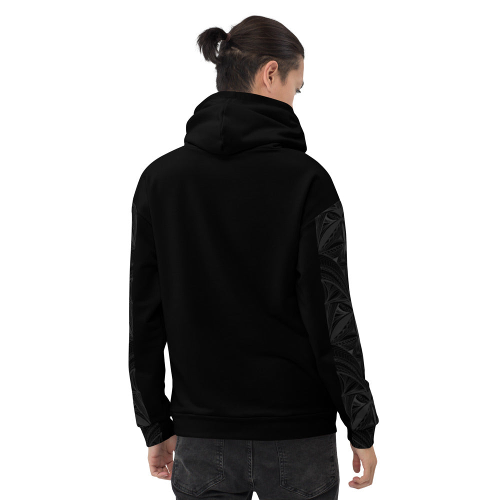 Samoa Black Tapa Design Strip Hoodie