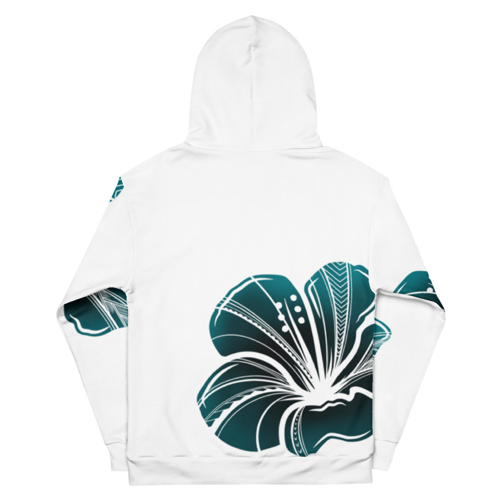 Teal Hibiscus Polynesian Hoodie