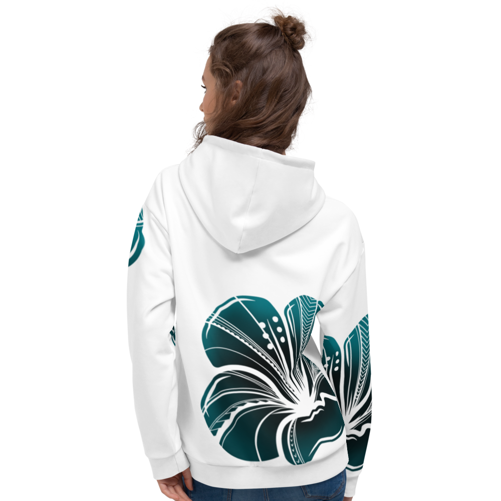 Teal Hibiscus Polynesian Hoodie