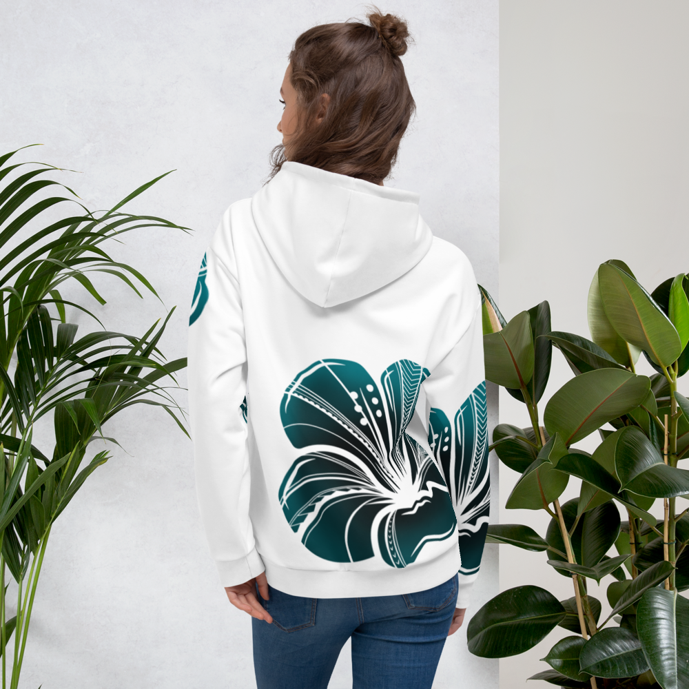 Teal Hibiscus Polynesian Hoodie