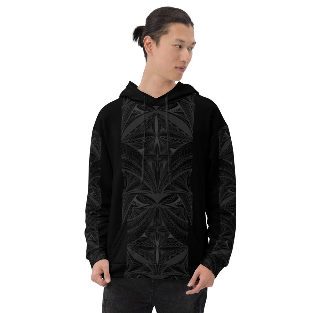 Samoa Black Tapa Design Strip Hoodie