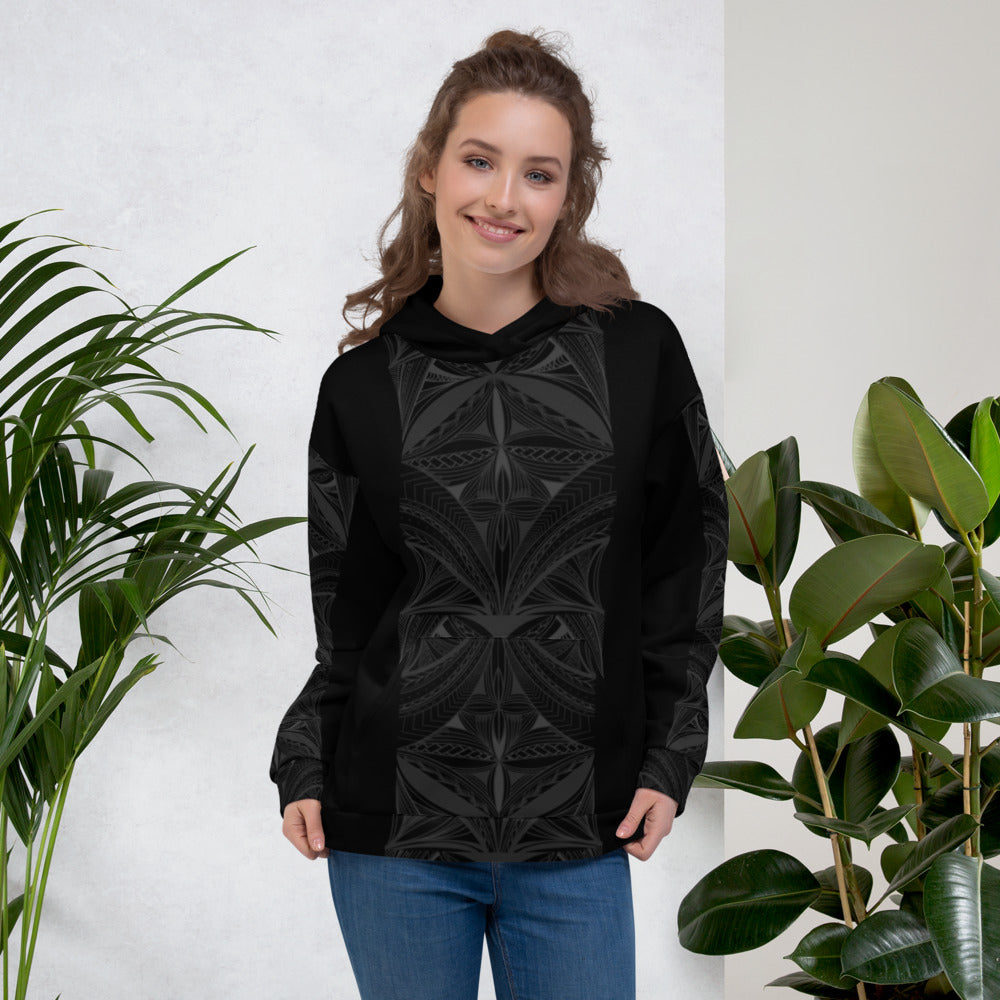 Samoa Black Tapa Design Strip Hoodie