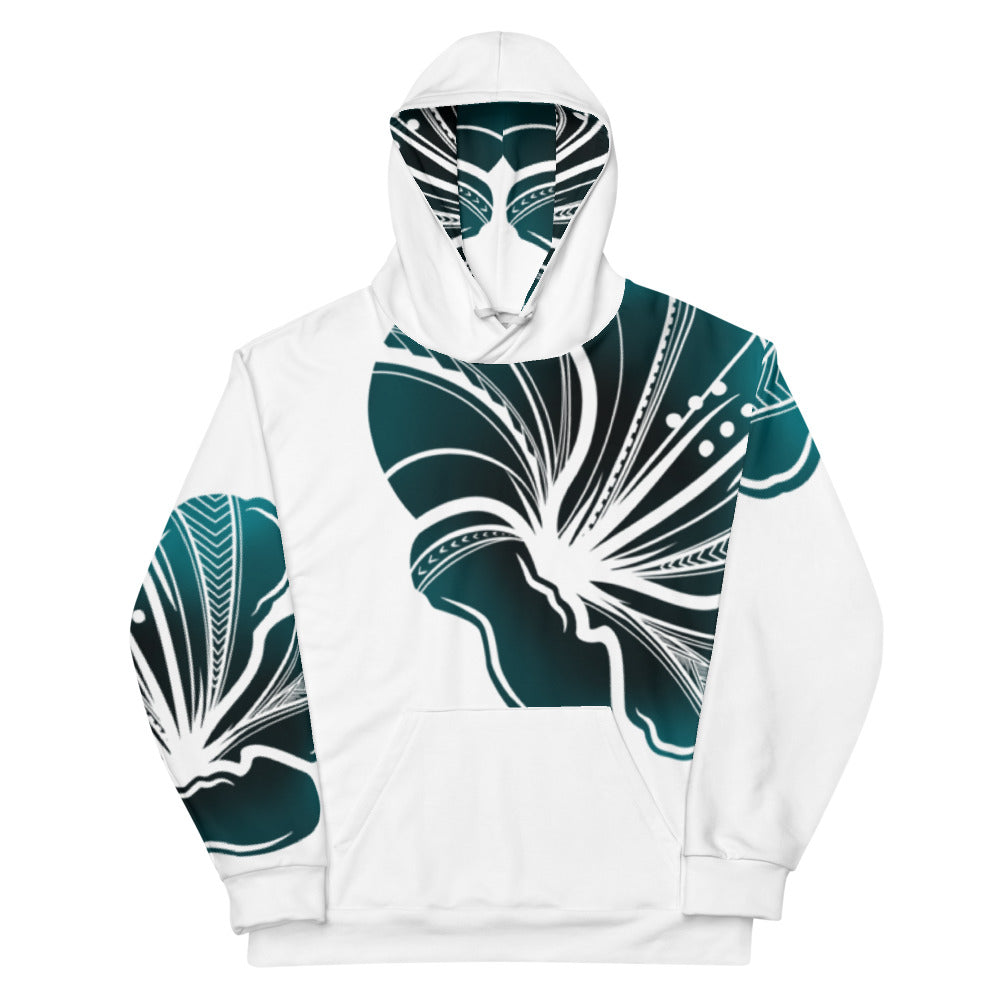 Teal Hibiscus Polynesian Hoodie