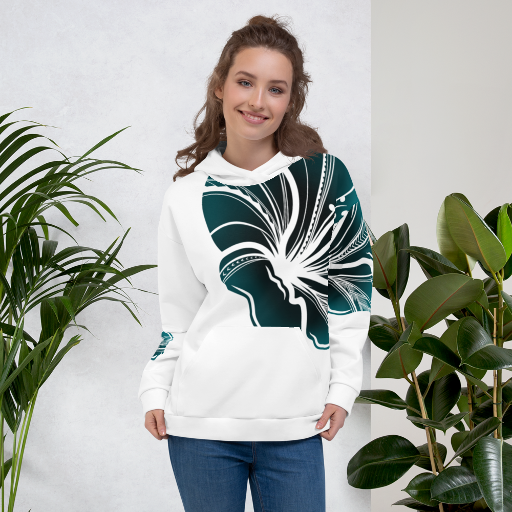 Teal Hibiscus Polynesian Hoodie