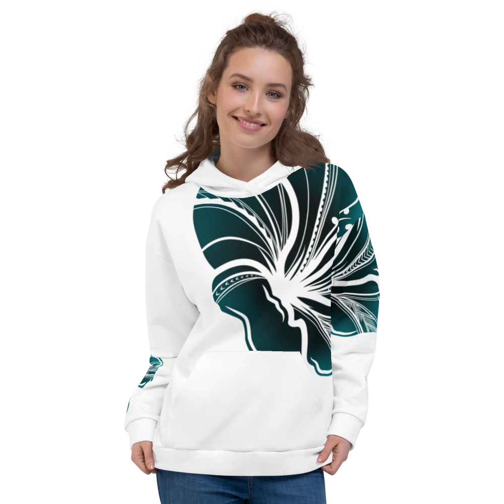Teal Hibiscus Polynesian Hoodie
