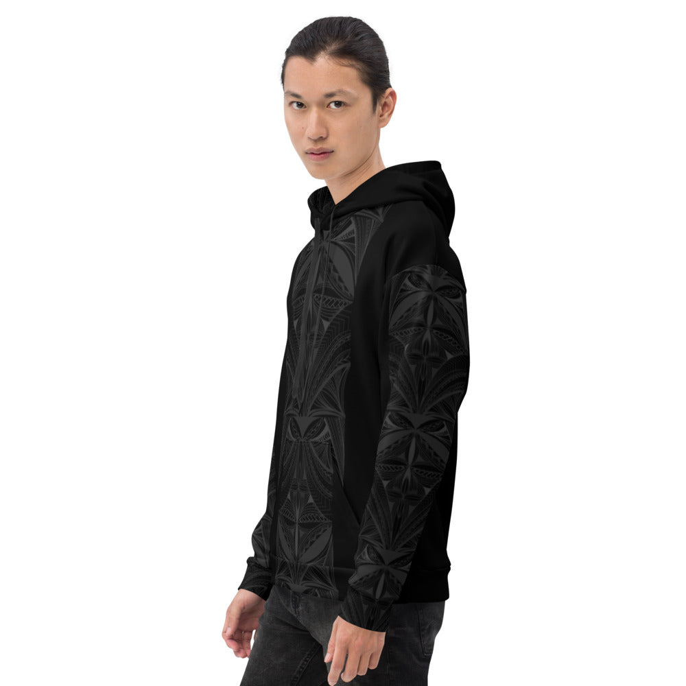 Samoa Black Tapa Design Strip Hoodie