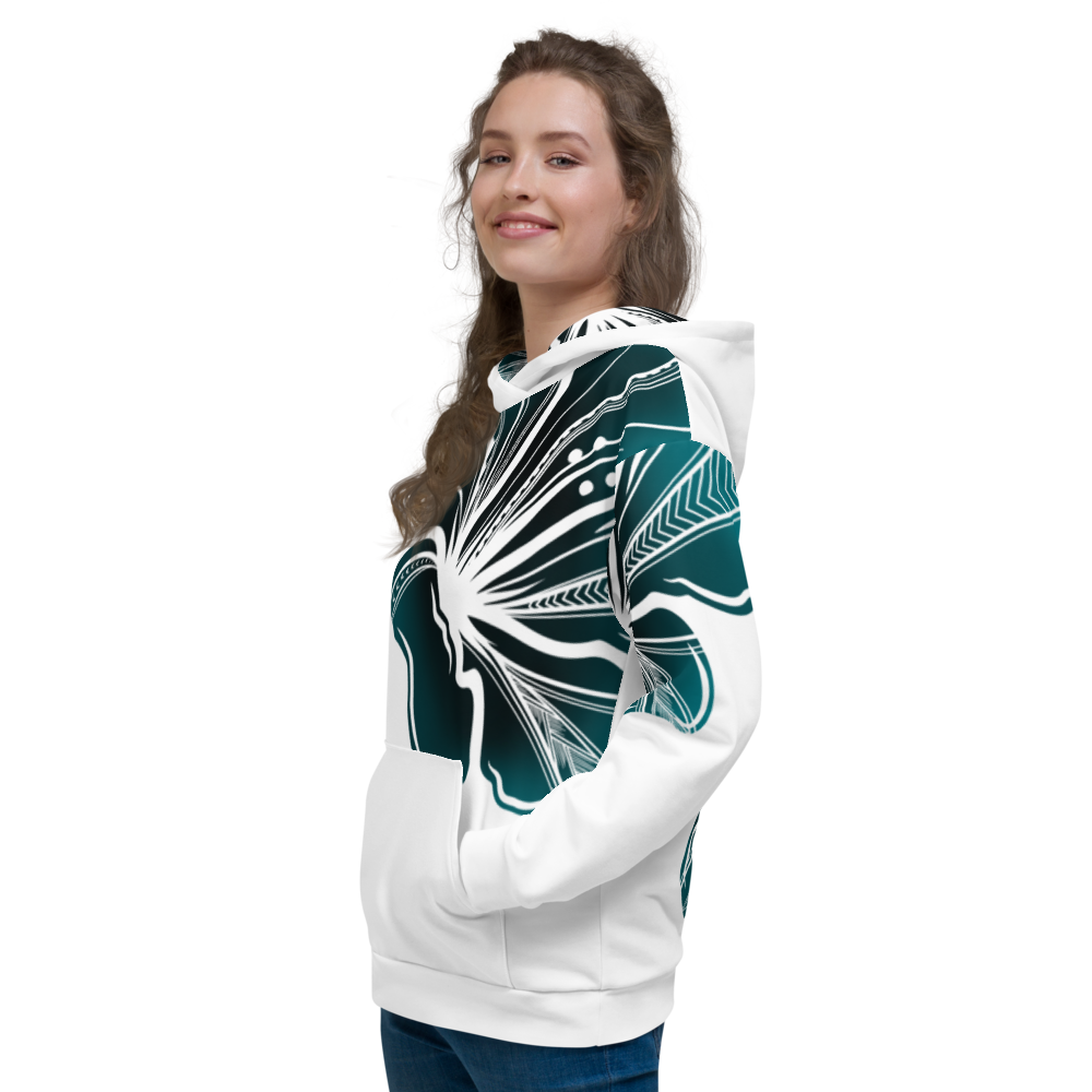 Teal Hibiscus Polynesian Hoodie