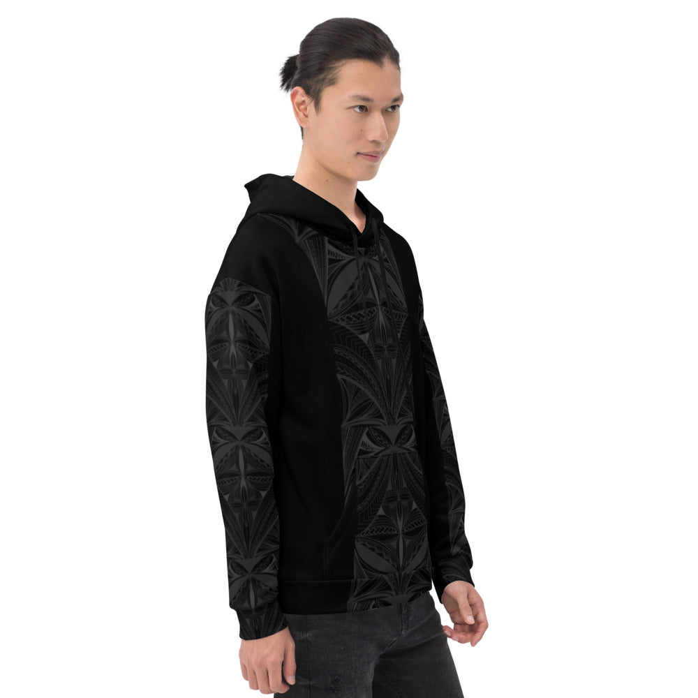Samoa Black Tapa Design Strip Hoodie