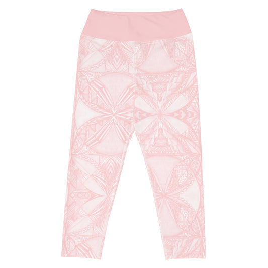 Samoan Tapa Pink Yoga Capri Leggings