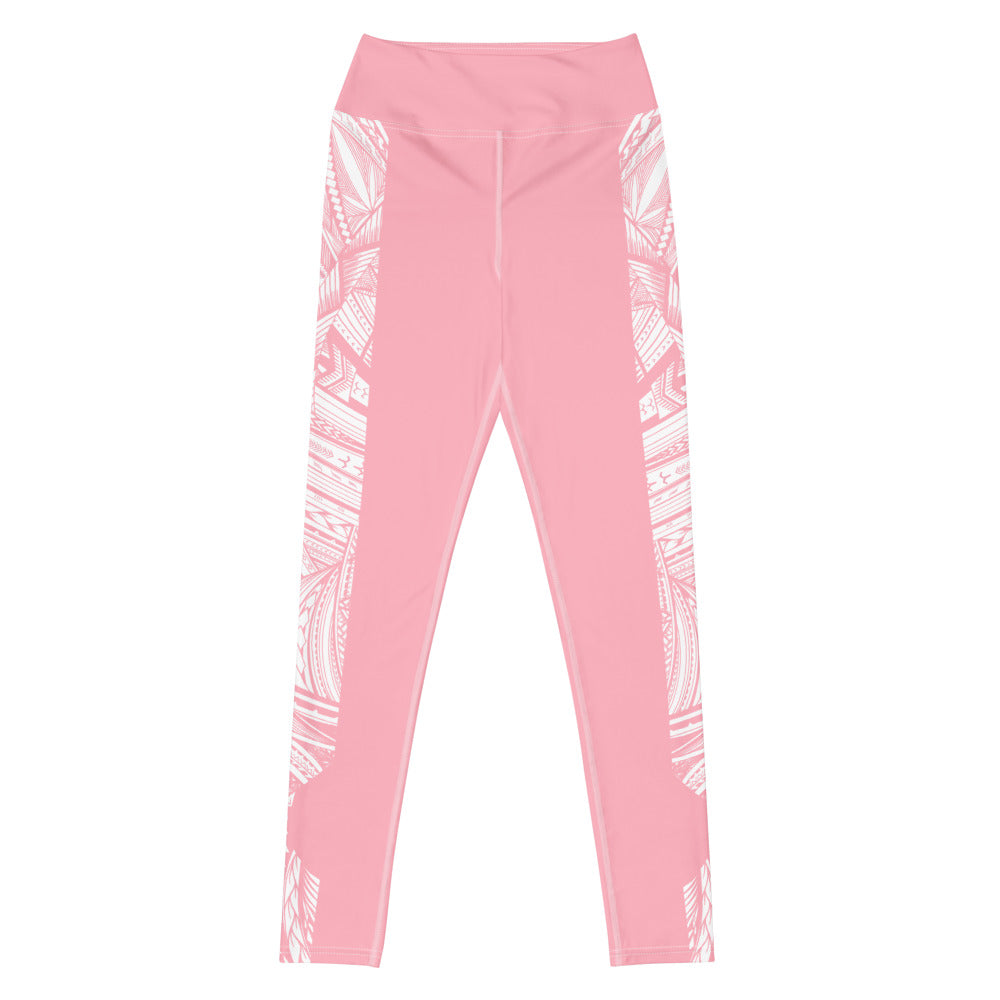 Samoan Tatau Strip Pink Yoga Leggings