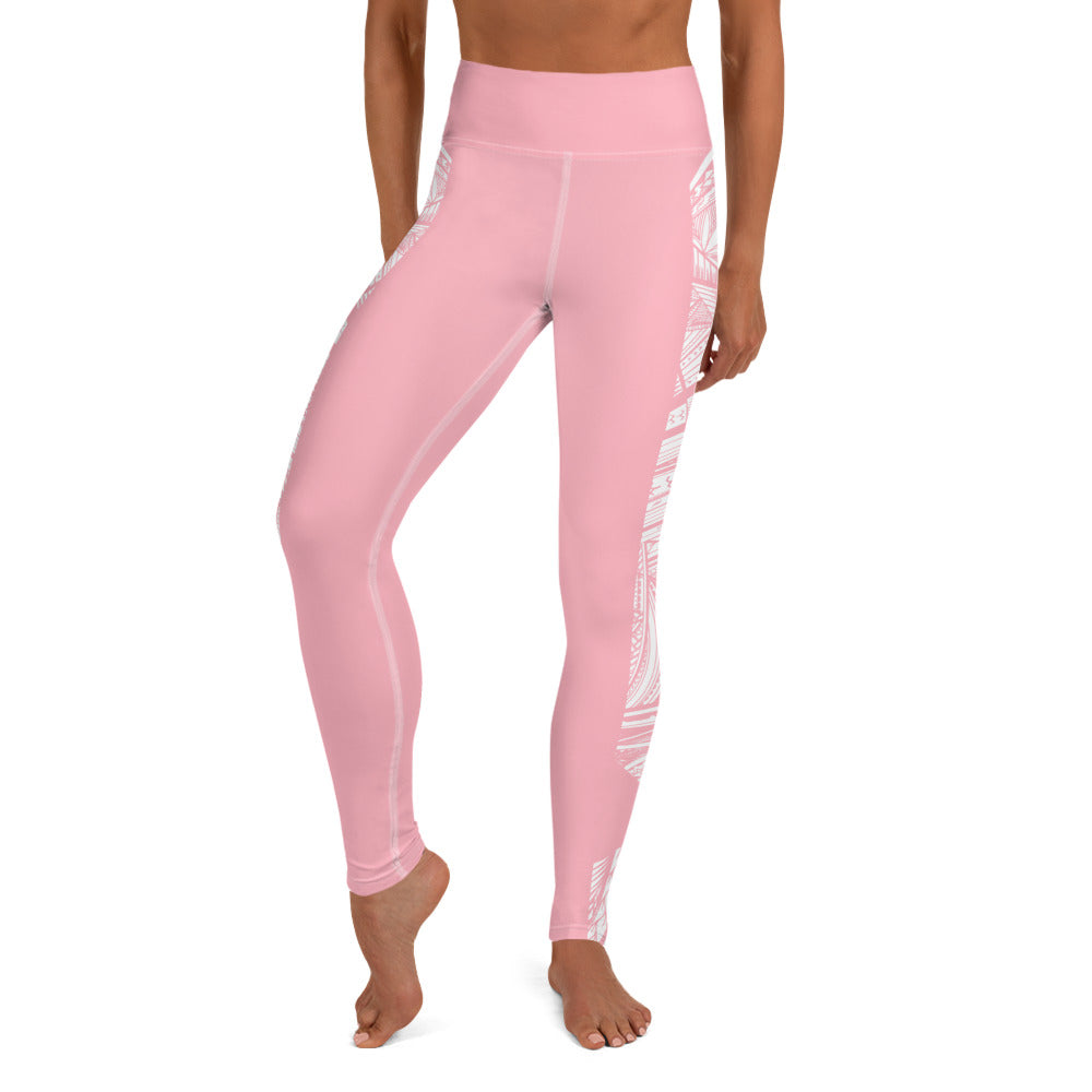 Samoan Tatau Strip Pink Yoga Leggings