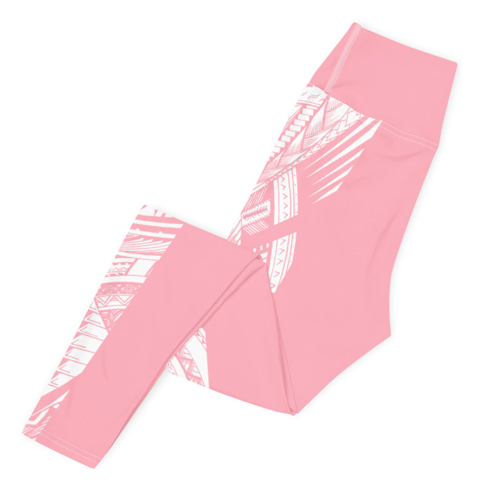 Samoan Tatau Strip Pink Yoga Leggings