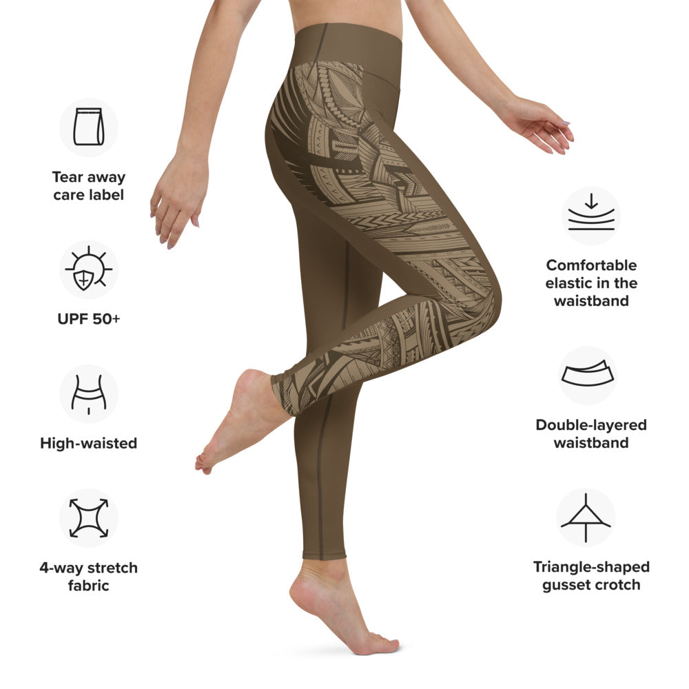 Samoan Koko Tatau Yoga Leggings