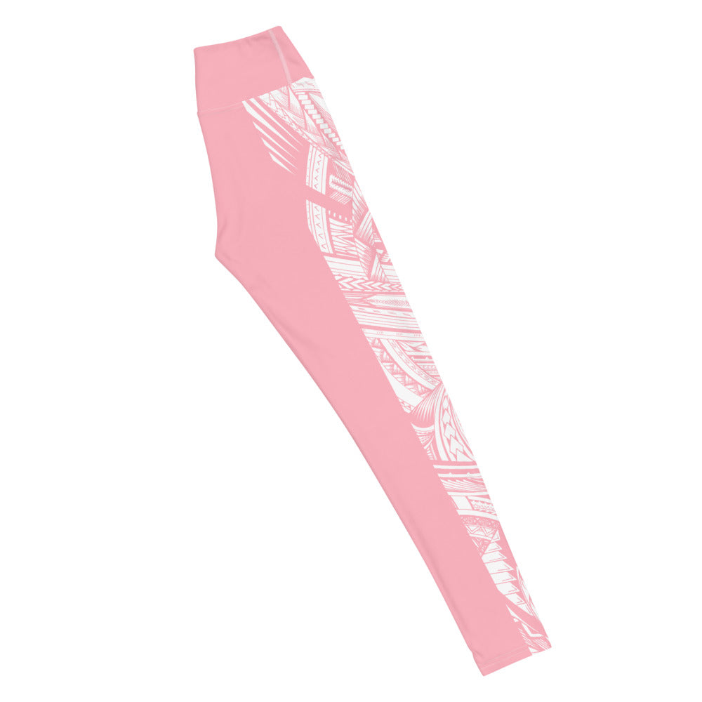 Samoan Tatau Strip Pink Yoga Leggings