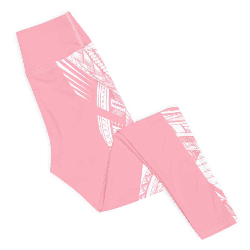 Samoan Tatau Strip Pink Yoga Leggings