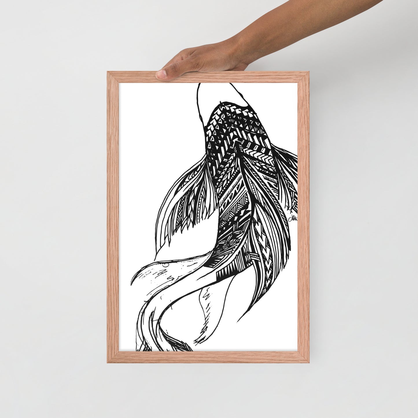Koi Fish Sketch Samoan Motif Framed poster