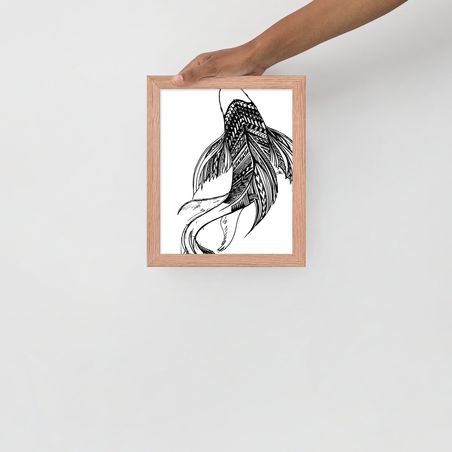 Koi Fish Sketch Samoan Motif Framed poster