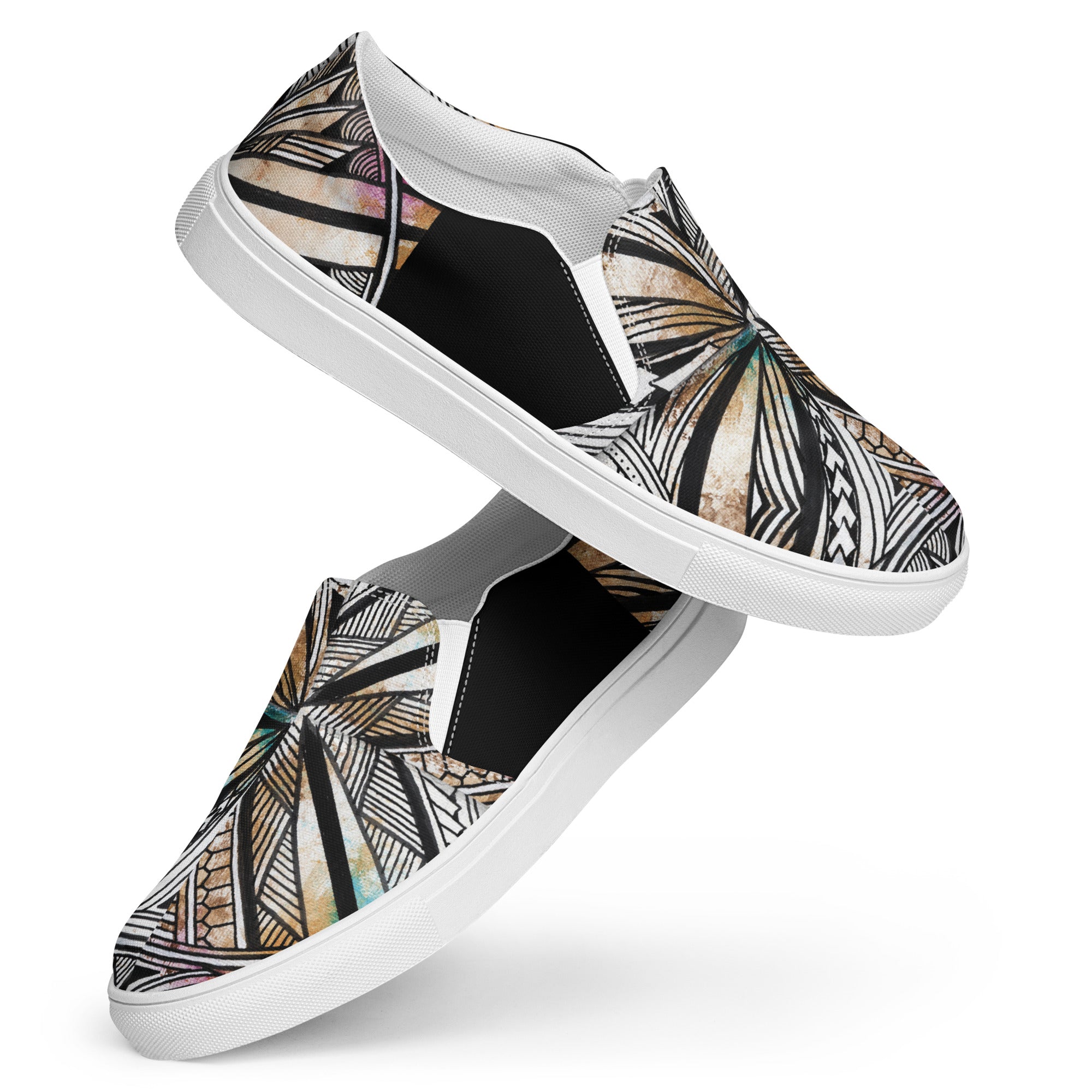 Golden Tapa Samoan Men’s slip-on canvas shoes