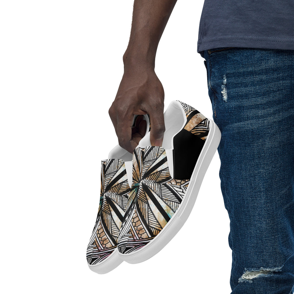 Golden Tapa Samoan Men’s slip-on canvas shoes
