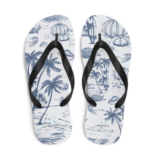 Blue Island Toile Flip-Flops
