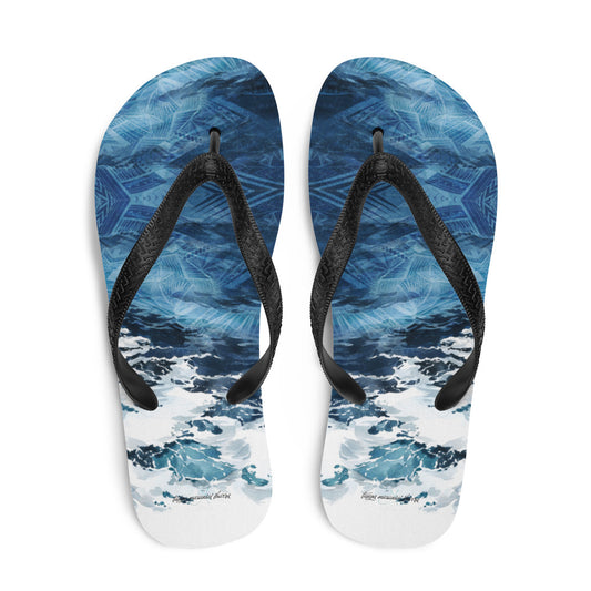 Ocean Waves Tatau Flip-Flops