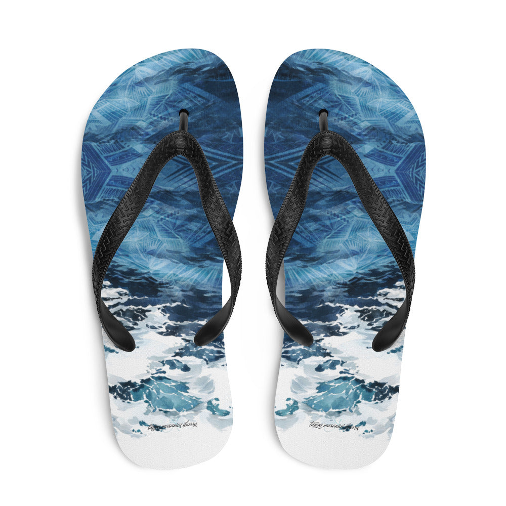 Ocean Waves Tatau Flip-Flops