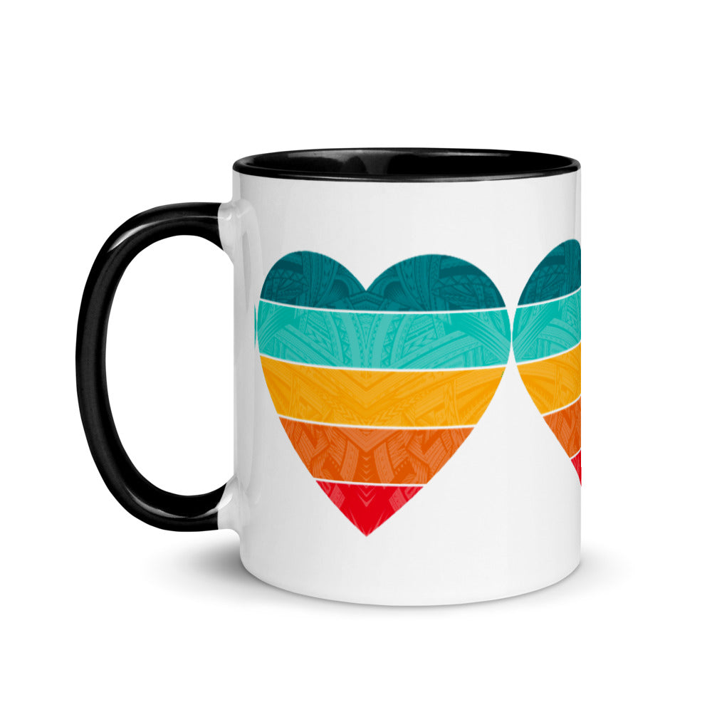 Samoa Rainbow Heart Mug with Color Inside