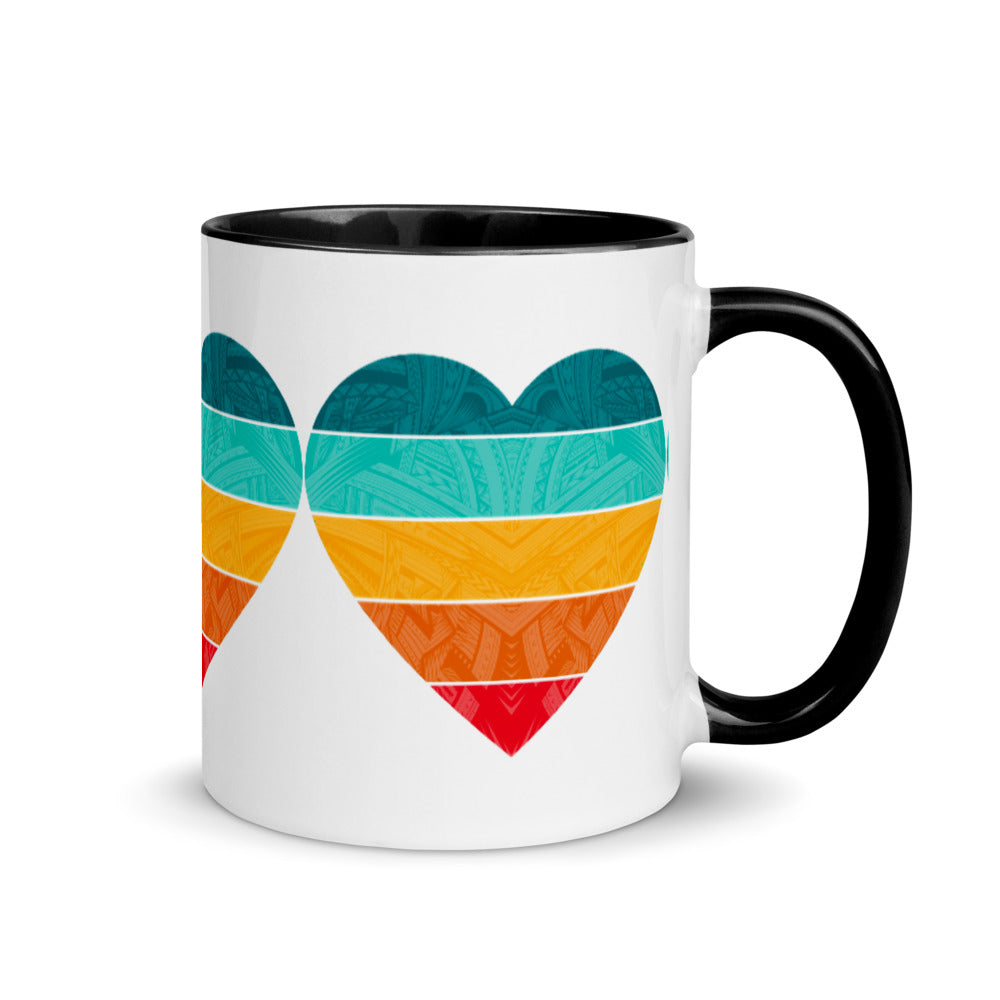 Samoa Rainbow Heart Mug with Color Inside