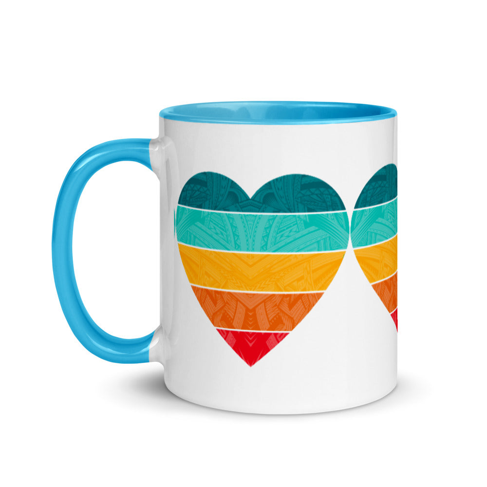 Samoa Rainbow Heart Mug with Color Inside