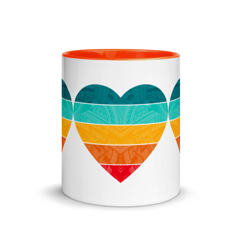 Samoa Rainbow Heart Mug with Color Inside