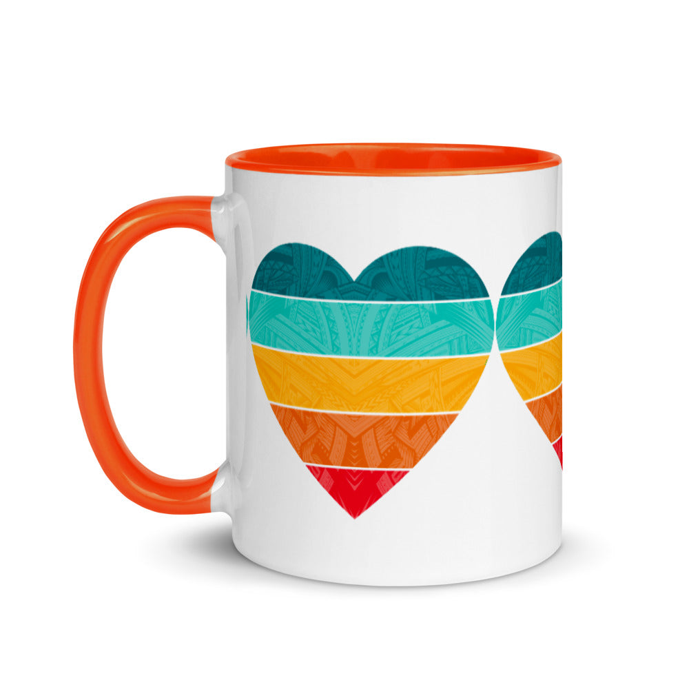 Samoa Rainbow Heart Mug with Color Inside