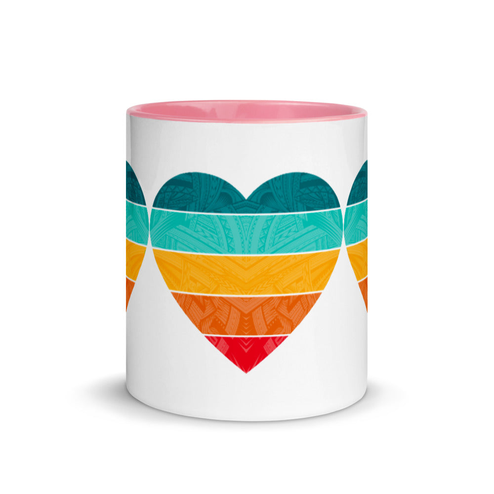 Samoa Rainbow Heart Mug with Color Inside