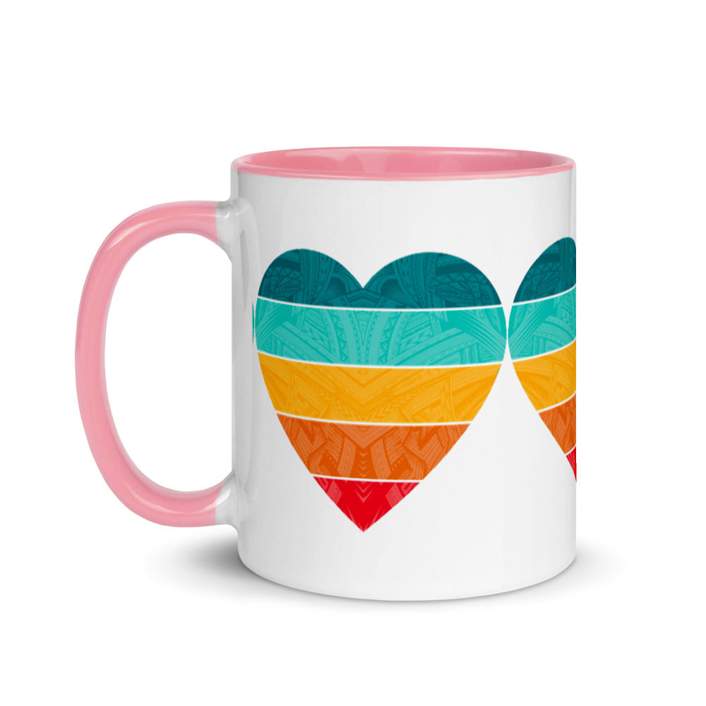 Samoa Rainbow Heart Mug with Color Inside