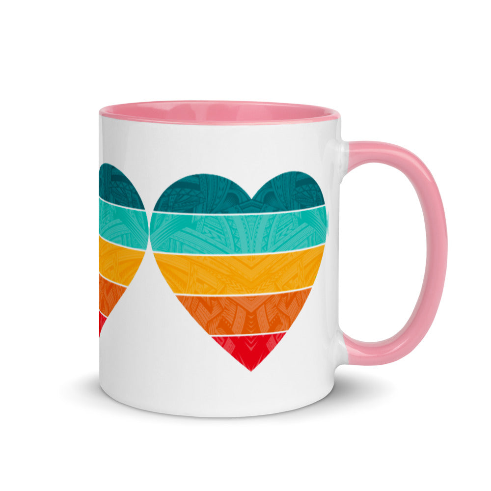 Samoa Rainbow Heart Mug with Color Inside