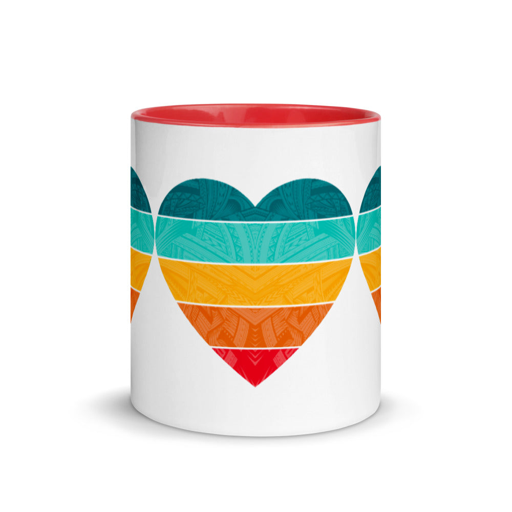Samoa Rainbow Heart Mug with Color Inside