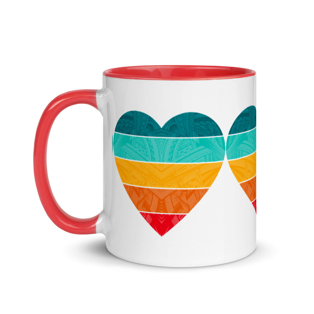 Samoa Rainbow Heart Mug with Color Inside