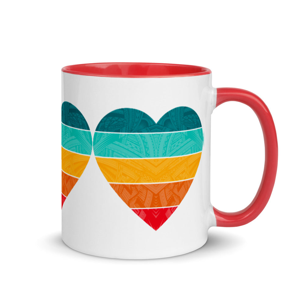 Samoa Rainbow Heart Mug with Color Inside