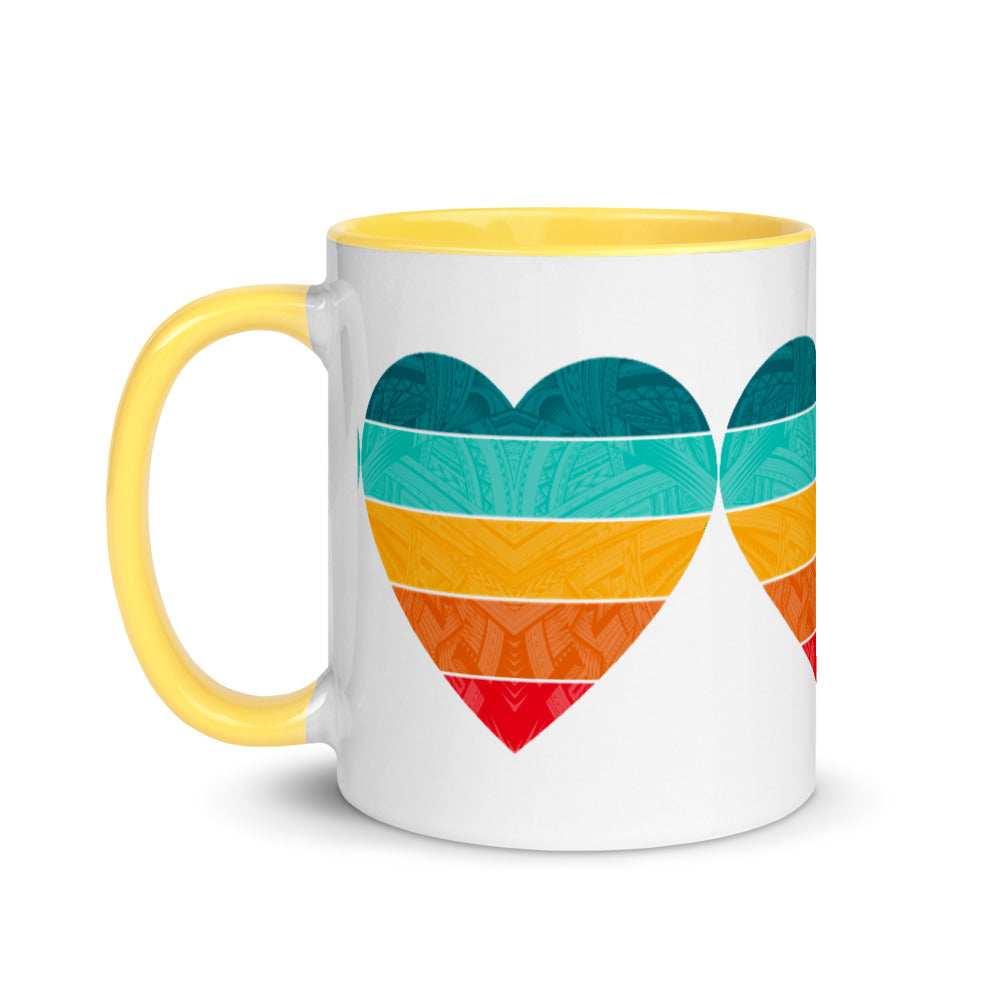 Samoa Rainbow Heart Mug with Color Inside