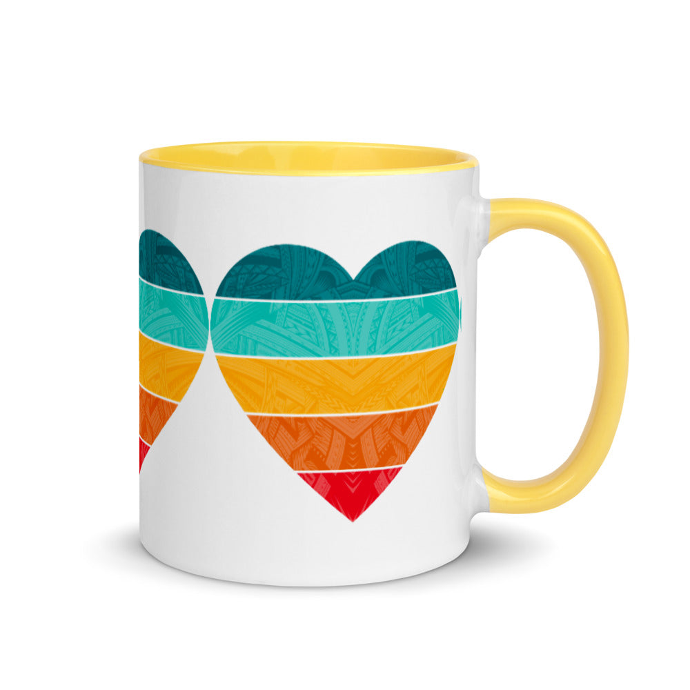 Samoa Rainbow Heart Mug with Color Inside